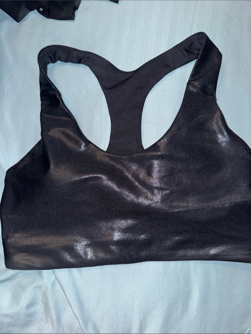 Black Shiny metallic Racerback Sports Bra active powersoft